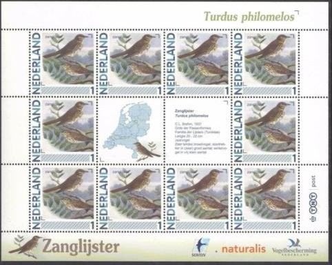 vogels in Nederland Vel Zanglijster, Ophalen of Verzenden, Postfris