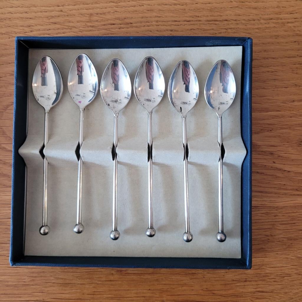 Gero Zilvium koffielepels dessertlepeltjes 6x verzilverd, Ophalen of Verzenden, Zo goed als nieuw, Zilver, Bestekset