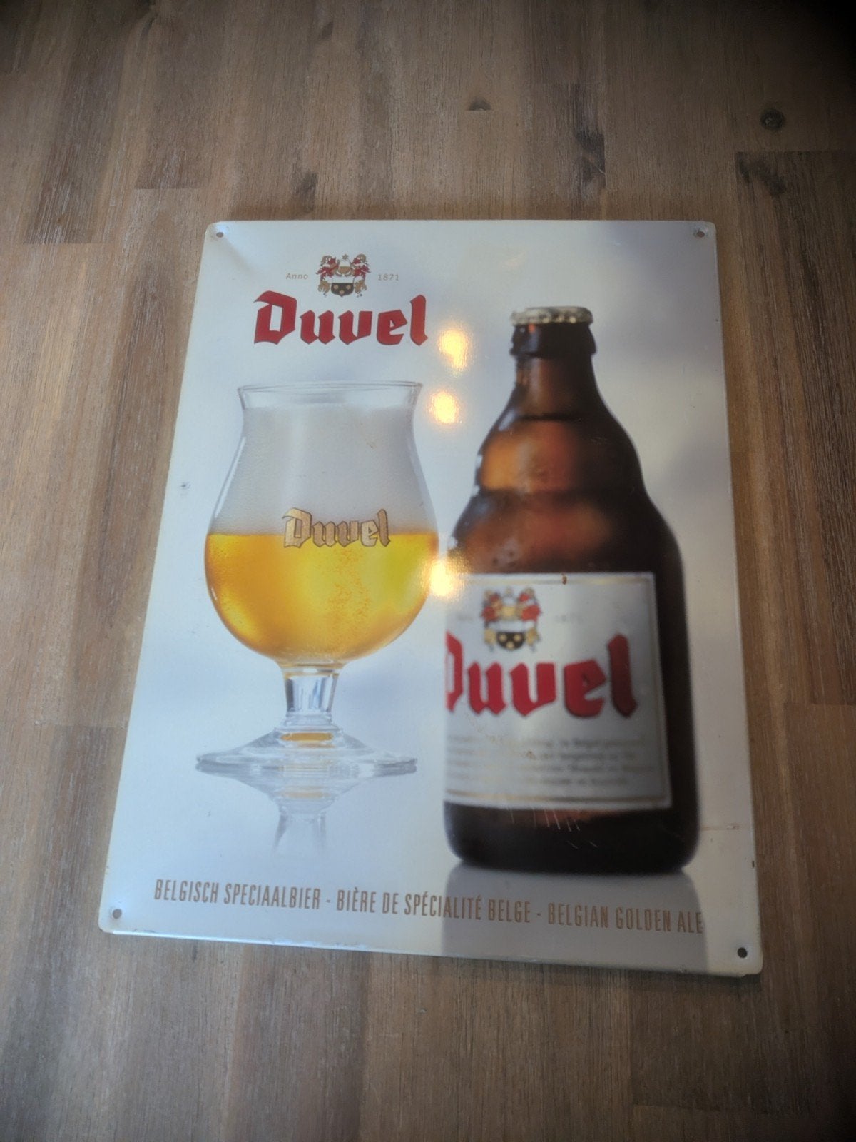 Duvel Reclamebord - Belgisch Speciaalbier, Ophalen of Verzenden, Zo goed als nieuw, Reclamebord
