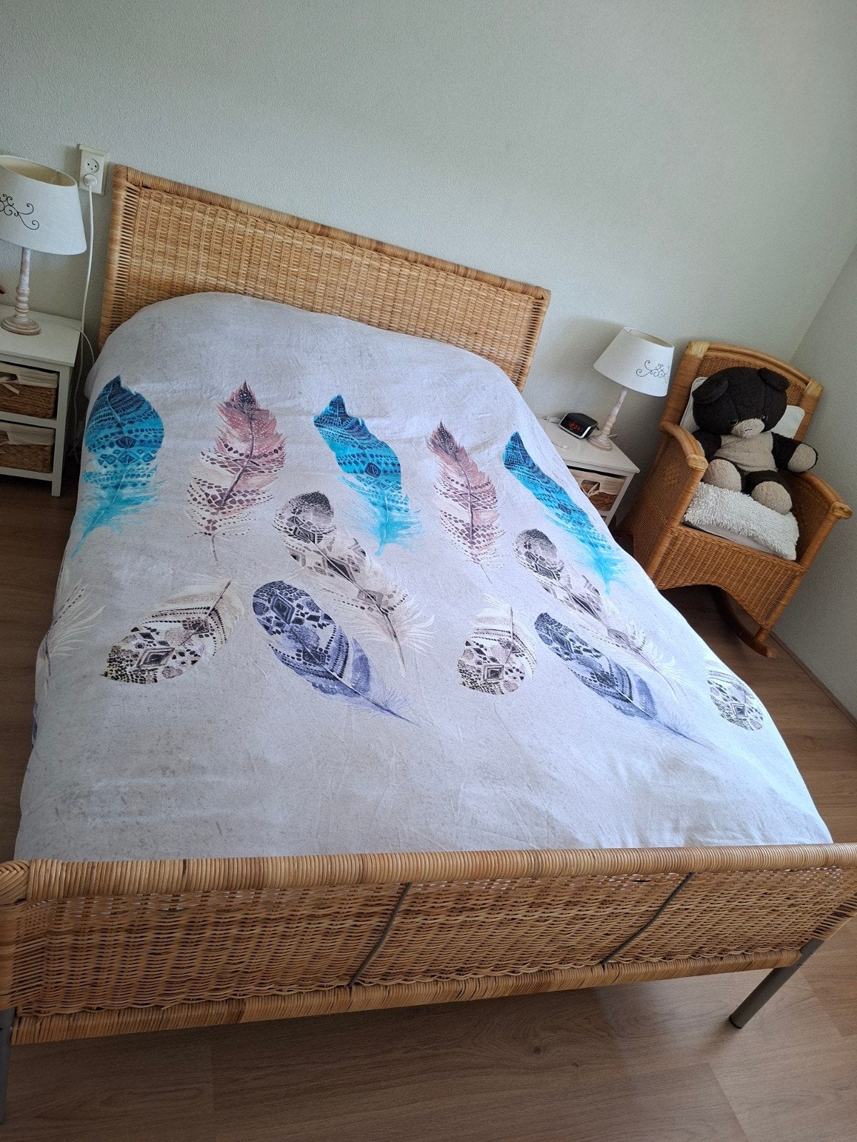 2 persoons bed rotan, Huis en Inrichting, Ophalen, Gebruikt, Tweepersoons, Romantisch