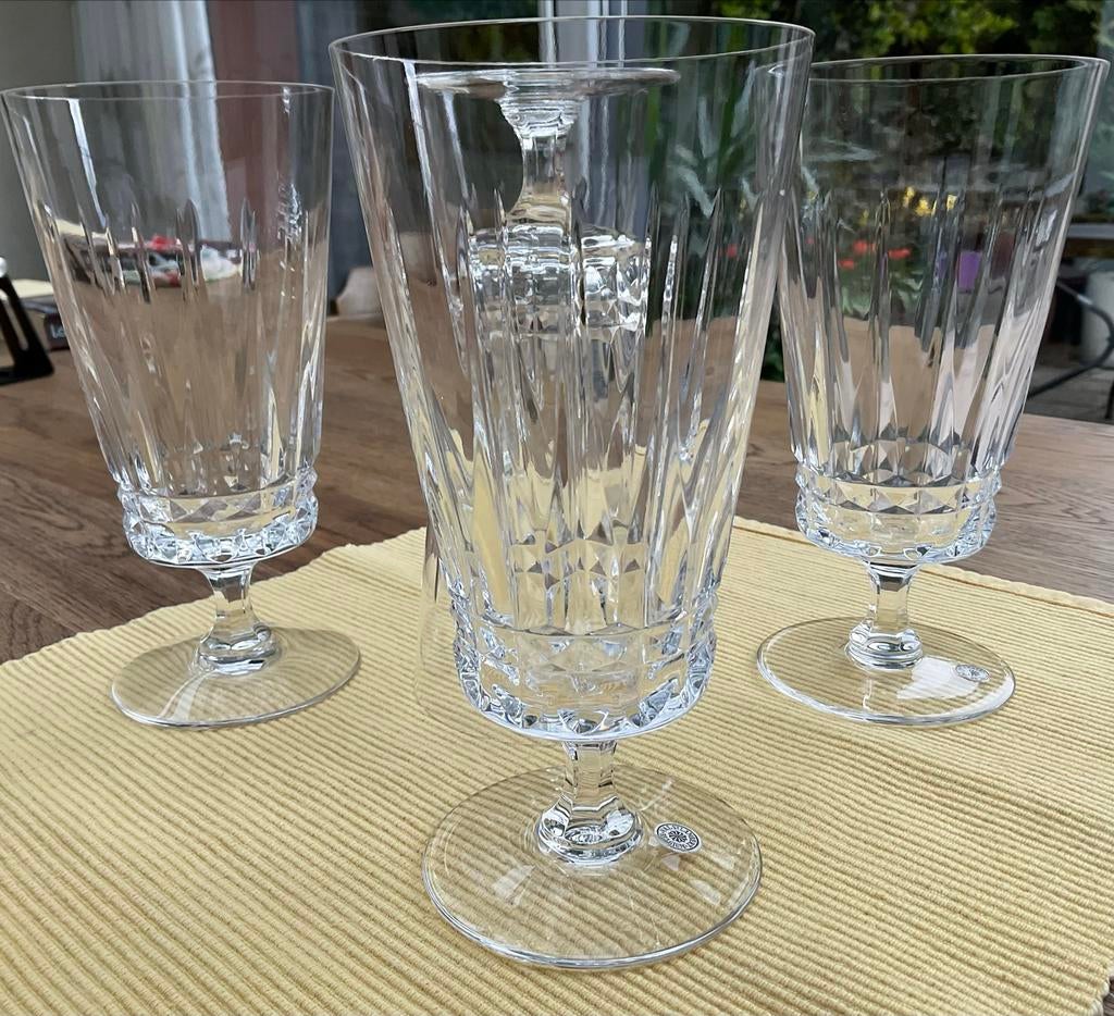 5 Val St. Lambert glazen, model Faraday, slijpsel Senlis, Ophalen of Verzenden