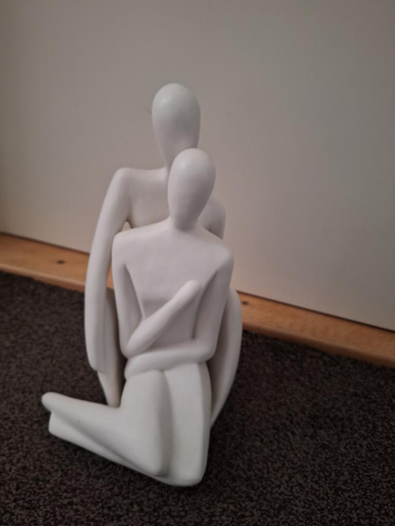 Decoratie beeld witt man vrouw, Verzamelen, Beelden en Beeldjes, Ophalen, Zo goed als nieuw, Mens