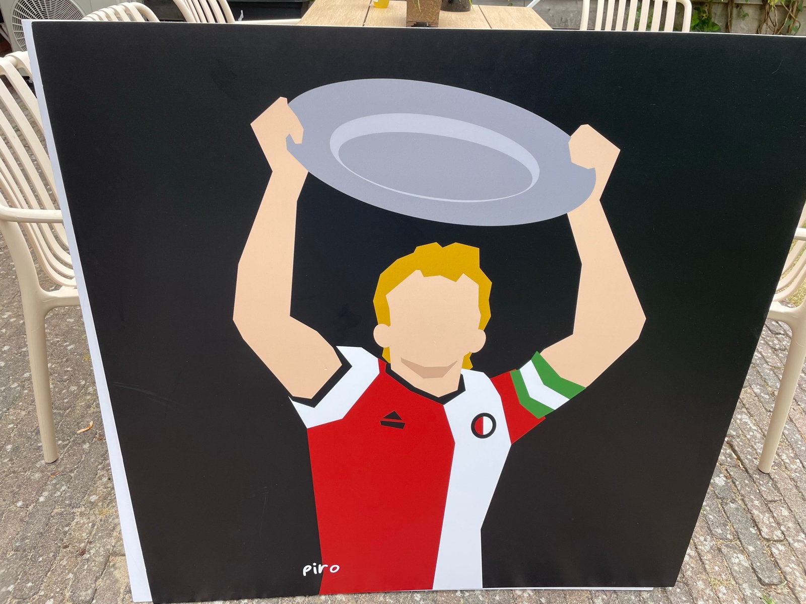 Aluminium print Dirk Kuyt met schaal - Barry Pirovano, Print, Overige materialen, Portret, Ophalen
