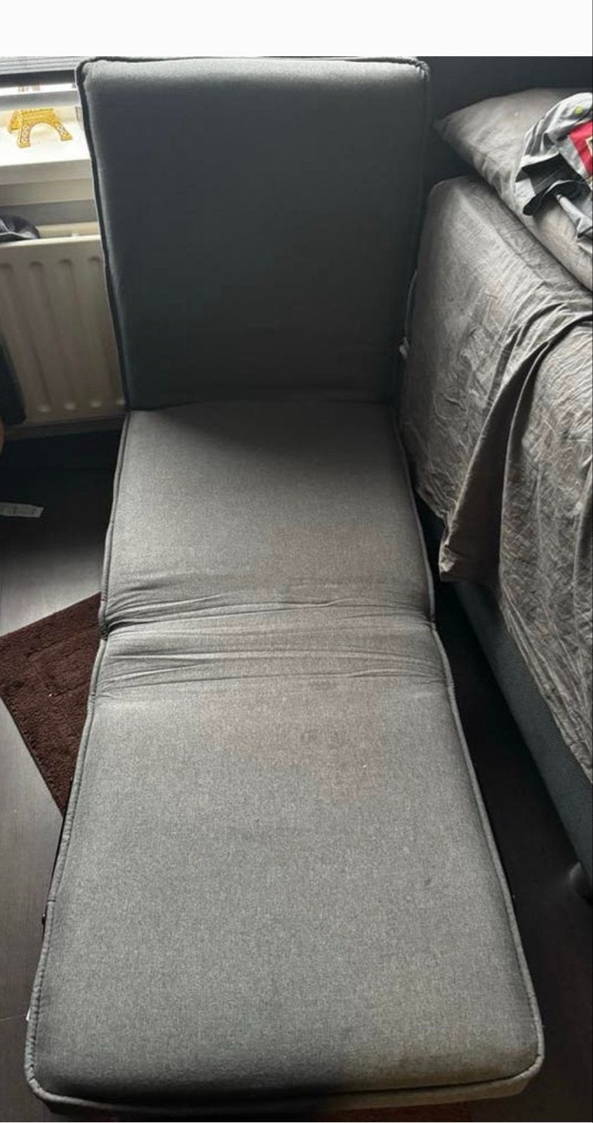 Comfortabele opklapbare stoel - Grijs, Gebruikt, Ophalen of Verzenden, Eén, Stof