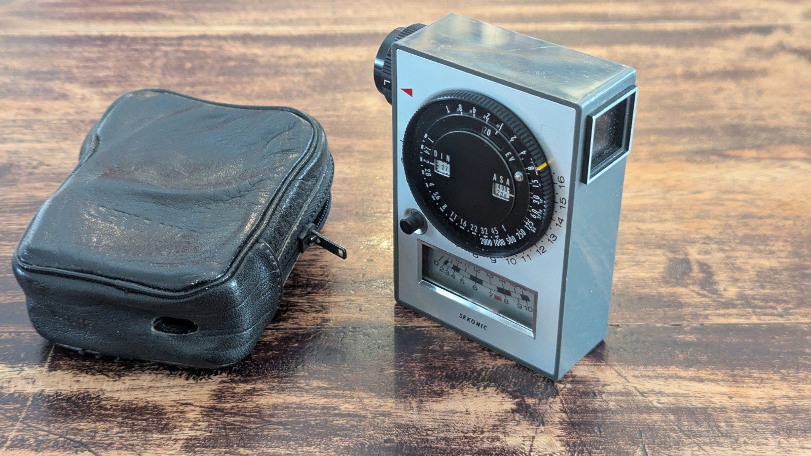 Sekonic L-206 View Meter lichtmeter met leren tasje., Verzamelen, Ophalen of Verzenden, 1960 tot 1980, Overige typen