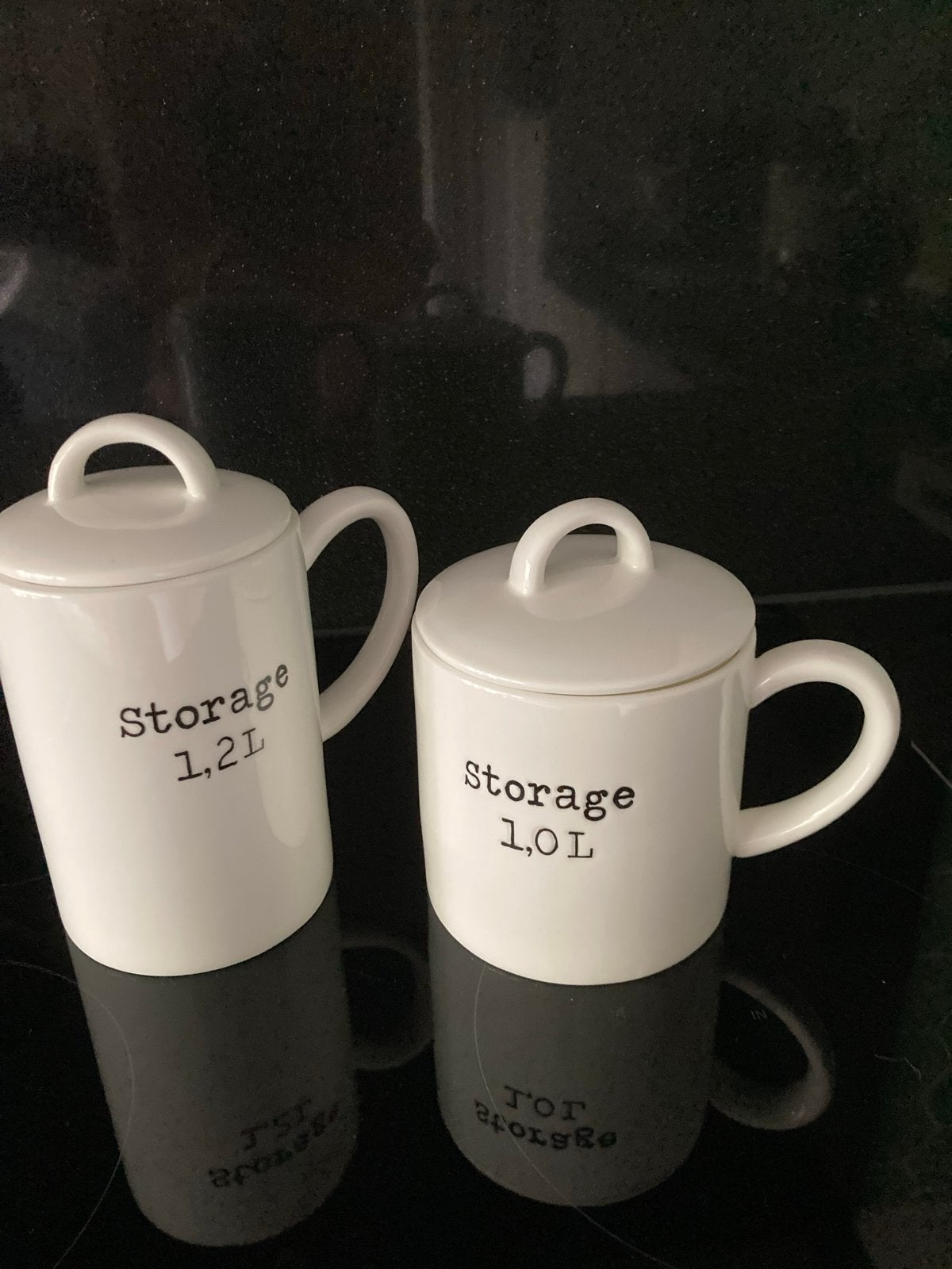Set Riviera Maison voorraadpotten 1.0L en 1.2L, Ophalen of Verzenden, Zo goed als nieuw, Voorraadpot, Steen/keramiek