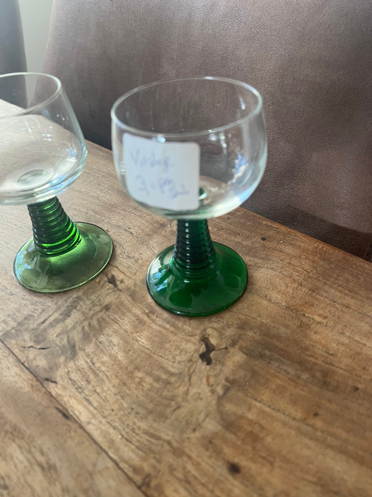 Vintage  wijnglazen (2 verschillende kleuren voet ), Verzamelen, Ophalen of Verzenden, Gebruikt, Overige typen