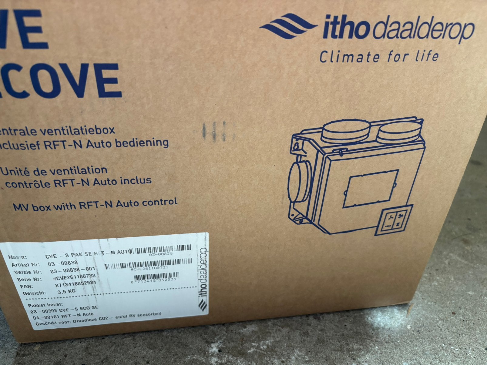 Itho Daalderop CVE-S ECO SE, Doe-het-zelf en Verbouw, Ophalen of Verzenden, Nieuw, Afzuiger