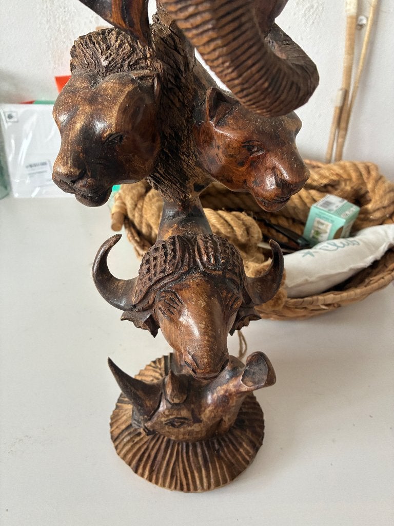 Afrikaans beeld big five, Ophalen, Handgemaakt, Houtsnijwerk, Zoogdier