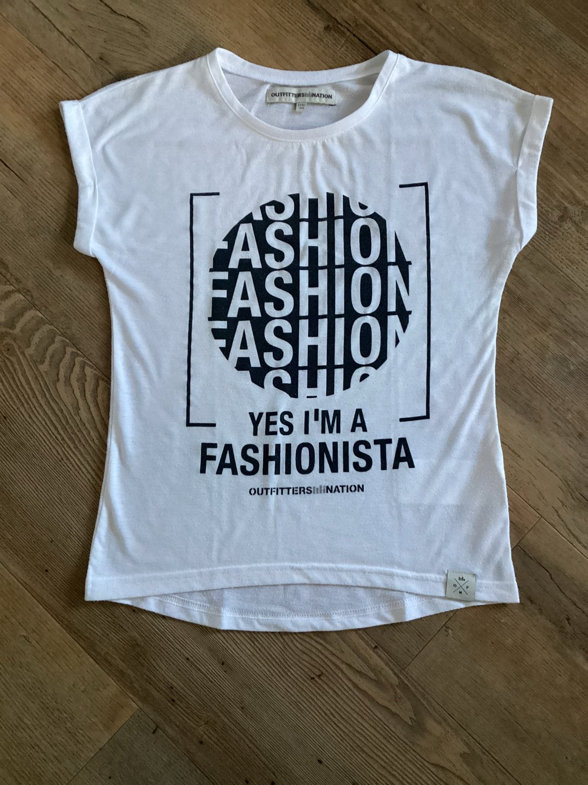 Wit meisjes T-shirt maat 140 - Fashionista, Kinderen en Baby's, Kinderkleding | Maat 140, Ophalen of Verzenden, Zo goed als nieuw