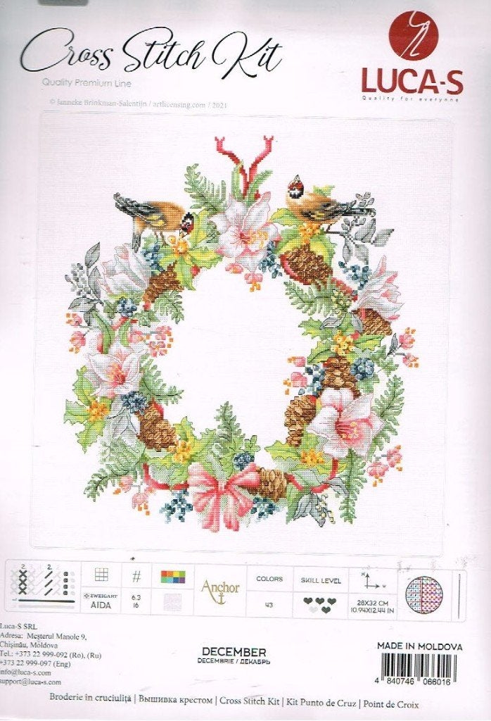 Cado KOOPJE LUCA borduurpakket KRANS  met VOGELS 2401, Ophalen of Verzenden, Nieuw, Handborduren, Borduurpakket