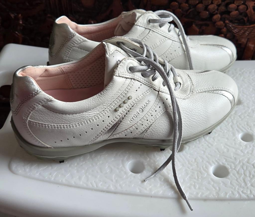 Nw, dames golfschoenen, maat 39. Wit - zilver Ecco Hydromax, Ophalen of Verzenden, Nieuw