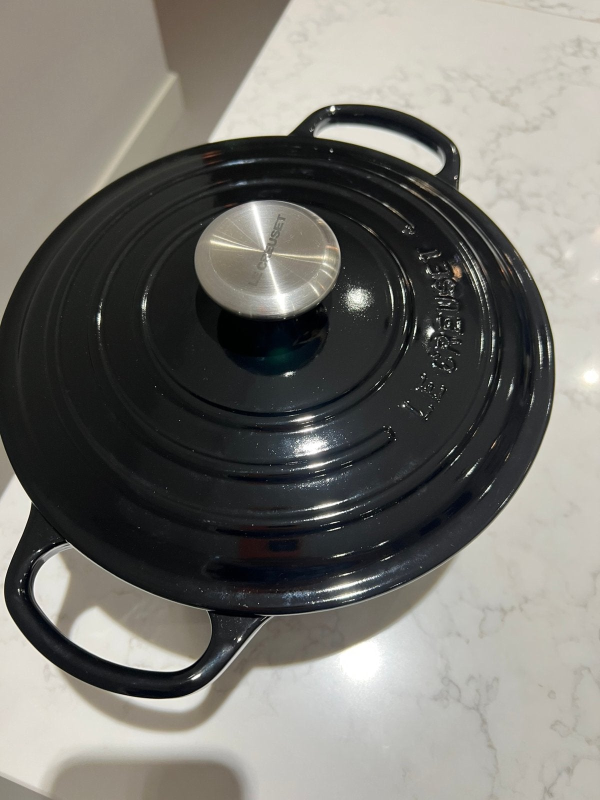 Nieuwe Le Creuset Onyx of Shiny Black 24 cm, Gietijzer, Nieuw, Ophalen of Verzenden, Keramische plaat