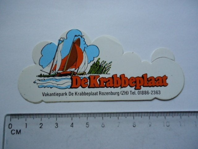 sticker oud Rozenburg zh Krabbeplaat vintage vakantie retro, Verzenden, Zo goed als nieuw, Bedrijf of Vereniging