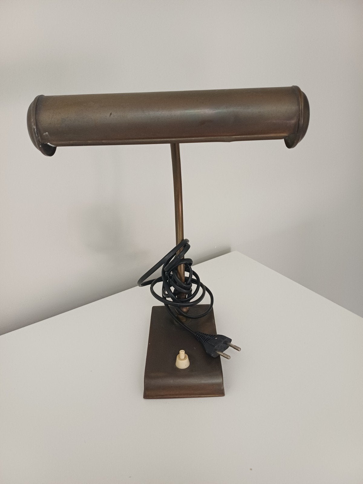 Vintage bureaulamp / pianolamp - koperkleurig, Ophalen