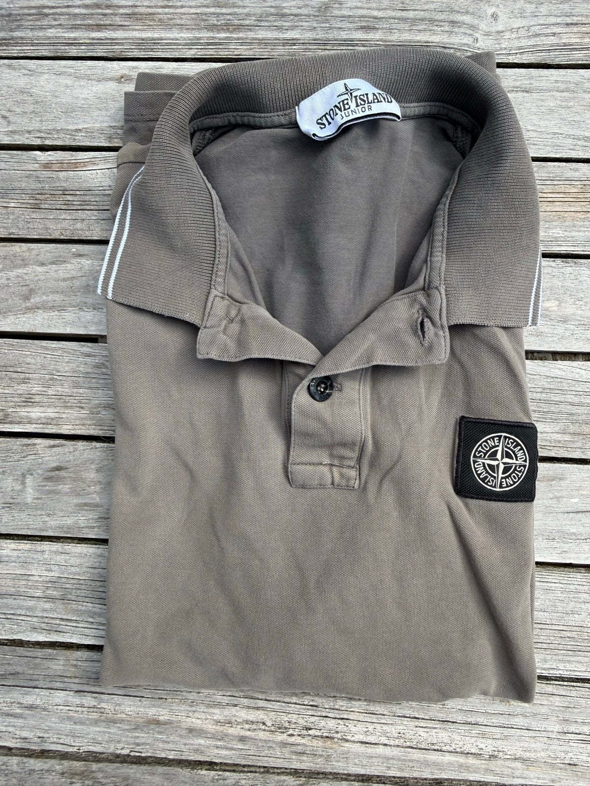 Stone Island Poloshirt Taupe Maat 14 (170), Ophalen of Verzenden, Gedragen, Overige maten, Bruin