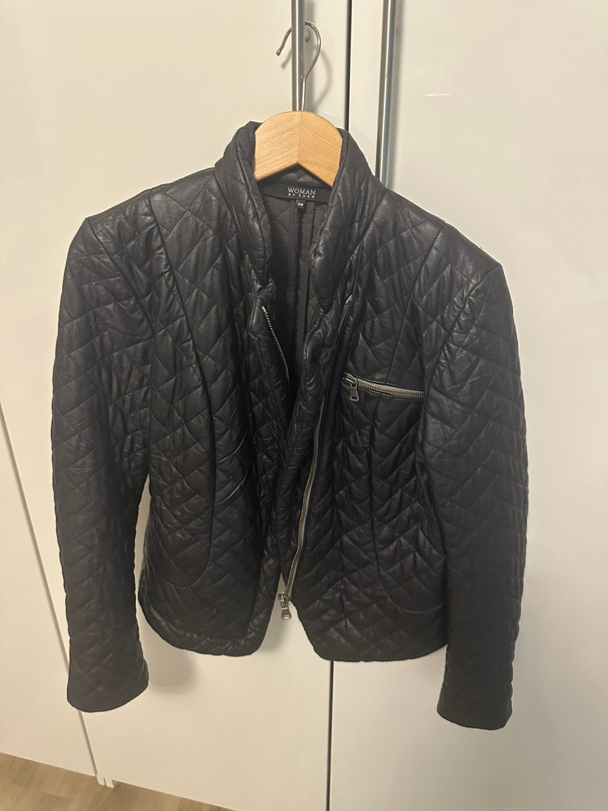 Leren jas, Kleding | Dames, Jasjes, Kostuums en Pakken, Ophalen of Verzenden, Zo goed als nieuw, Maat 38/40 (M), Blauw