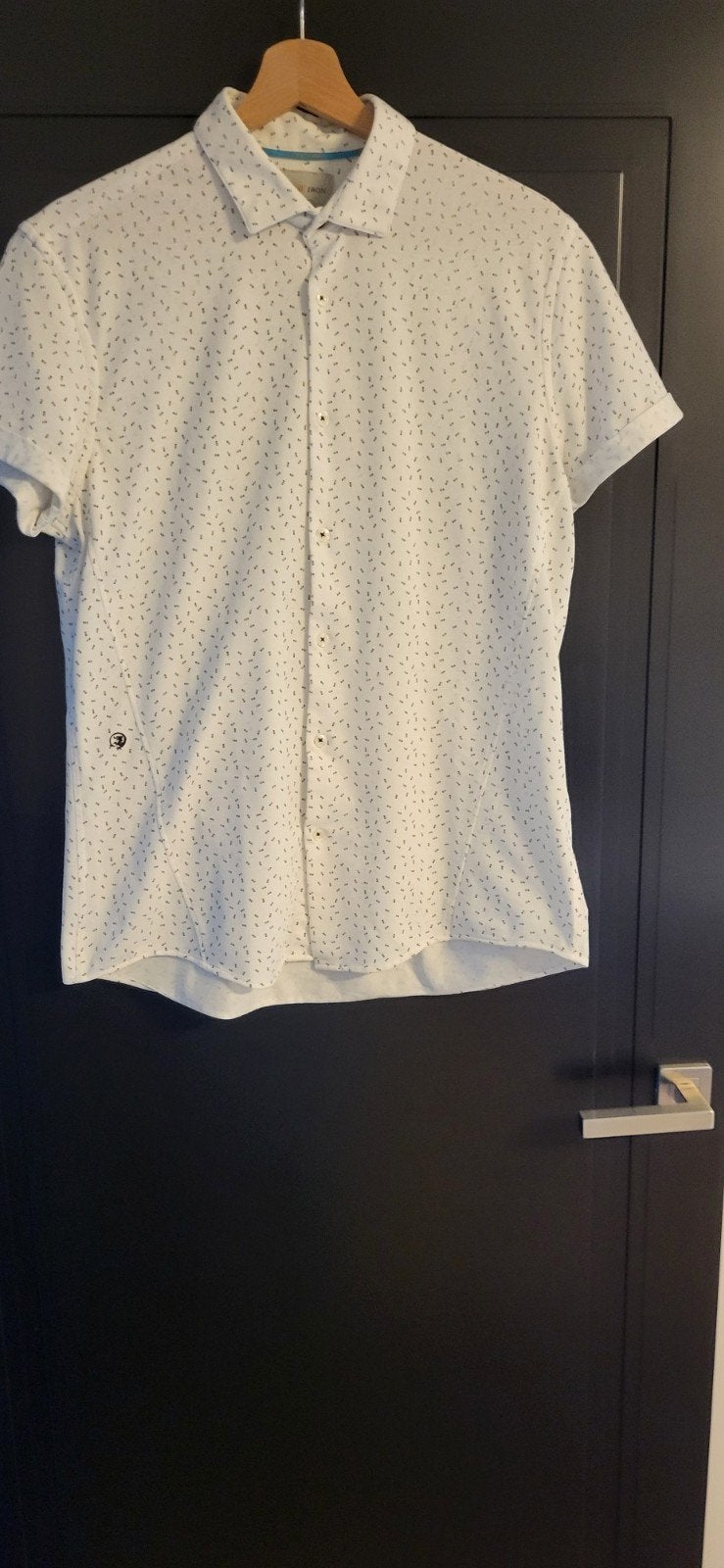 Overhemd/polo Cast Iron wit met print - Maat M, Wit, Zo goed als nieuw, Cast Iron, Halswijdte 39/40 (M)