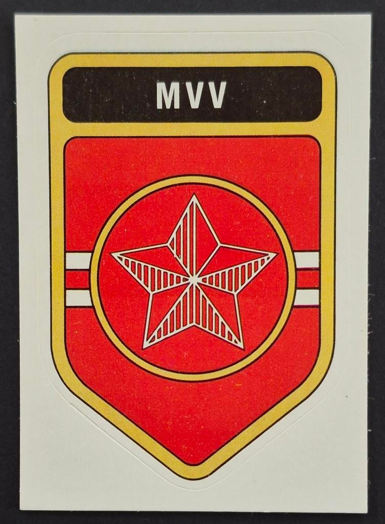 Panini sticker clublogo MVV Maastricht,.1979/1980, Ophalen of Verzenden, Zo goed als nieuw, Overige binnenlandse clubs, Poster, Plaatje of Sticker