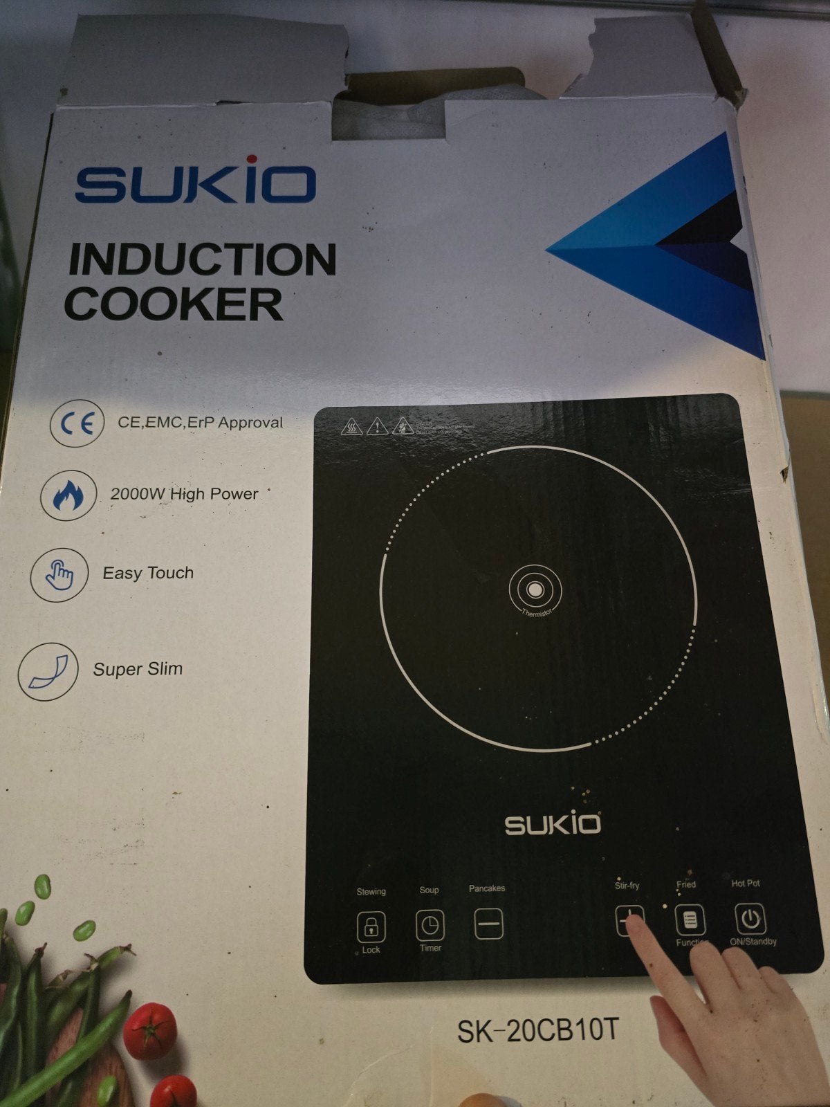 Sukio Inductiekookplaat - 2000W, Easy Touch, Super Slim, Witgoed en Apparatuur, Nieuw, 3 kookzones of minder, Ophalen of Verzenden