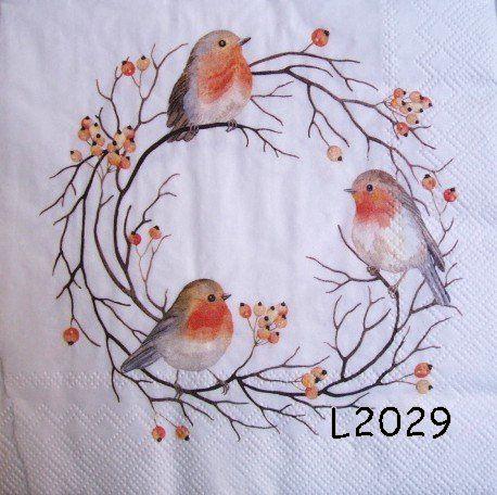 Servetten decoupage/bullet journal * roodborstjes L2029, Verzenden, Nieuw