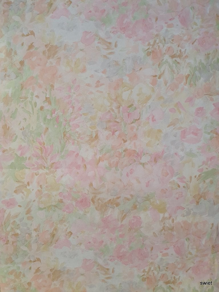 13053 roze bloemen behang in geschilderde stijl 90s swiet, Verzenden, Beige
