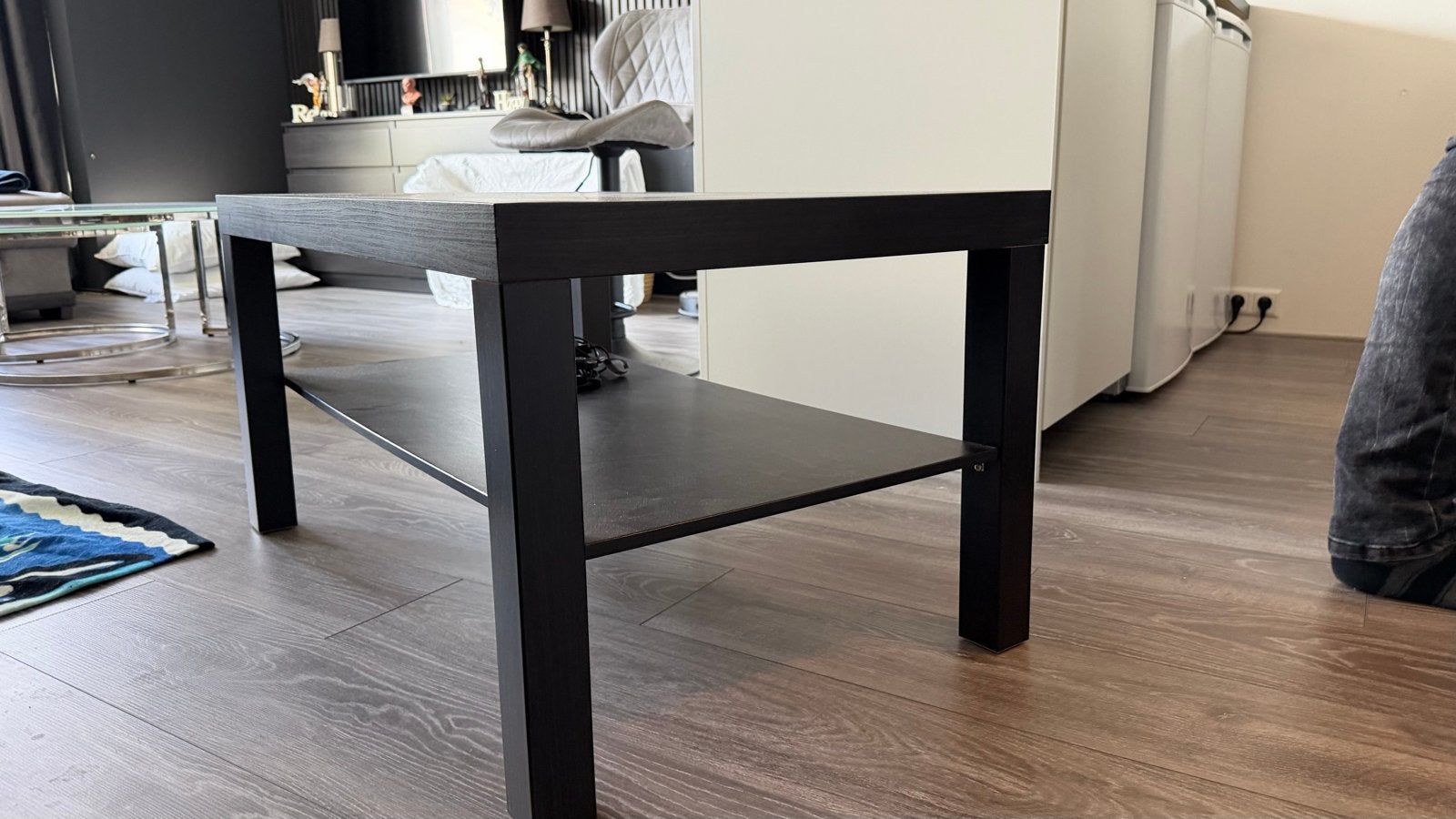 Ikea Lack  salontafel in het zwart met opbergplank, Ophalen, Gebruikt, 50 tot 100 cm, Overige houtsoorten