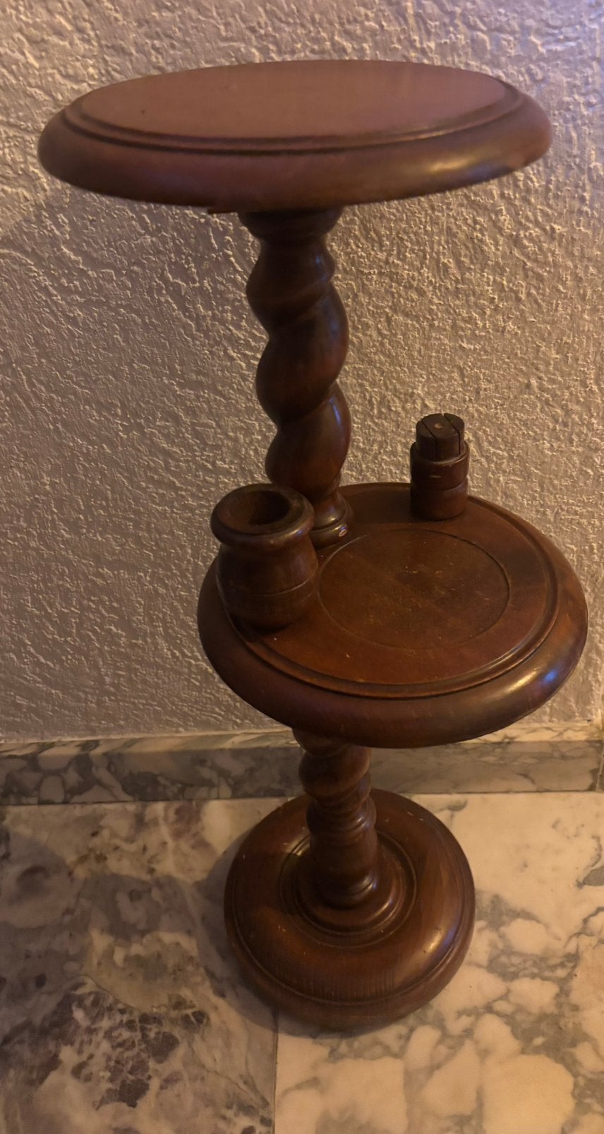 Rooktafel Hout met Gedraaide Poot & Houders, Ophalen