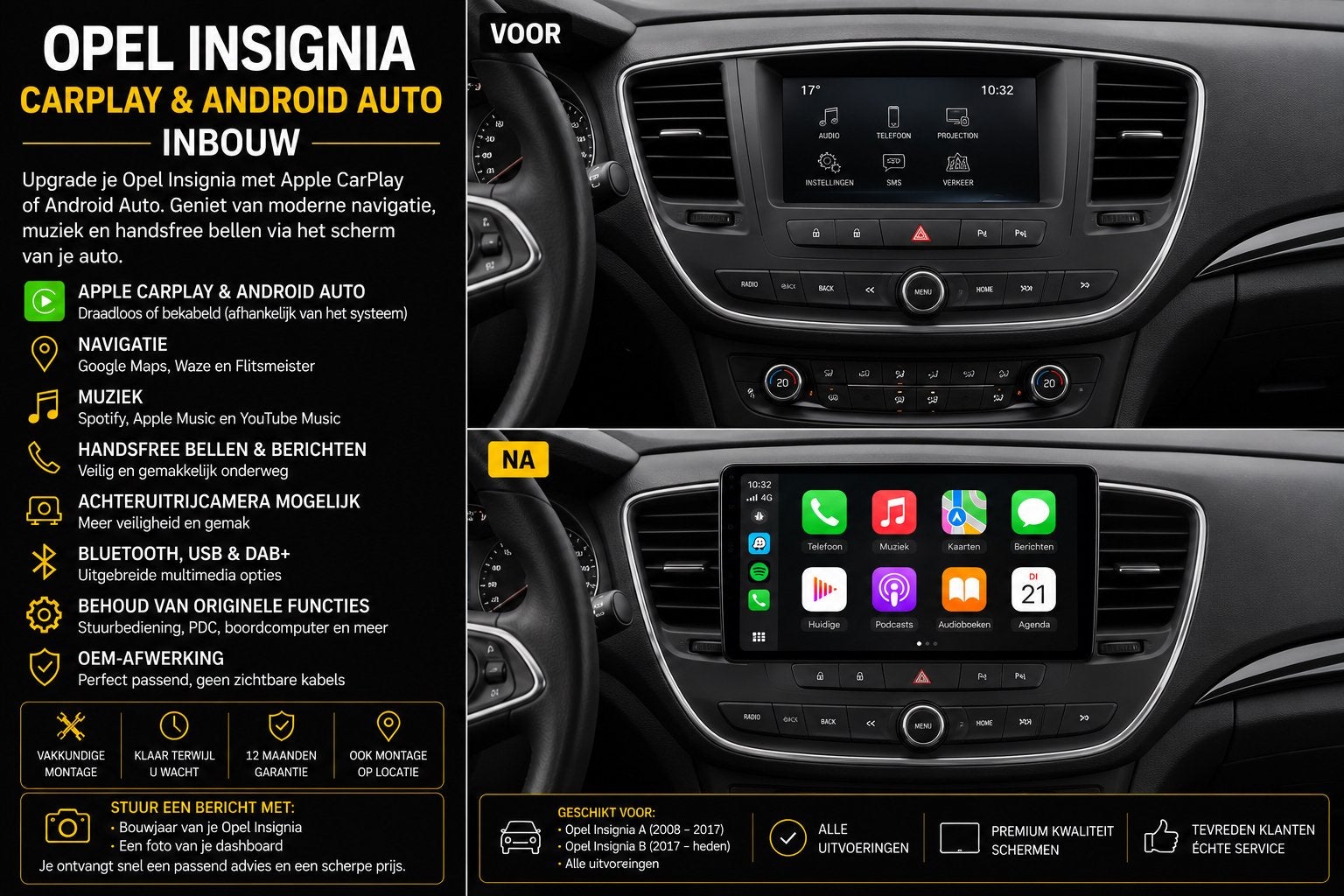Opel Insignia CarPlay & Android Auto Inbouw, Ophalen, Nieuw