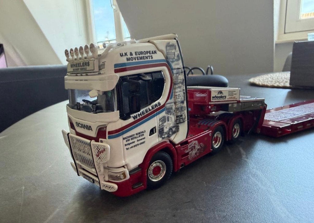 WSI Scania S650 + Nooteboom Dieplader - Wheeler & Son - 1:50, Ophalen of Verzenden, Zo goed als nieuw, Bus of Vrachtwagen, Wsi