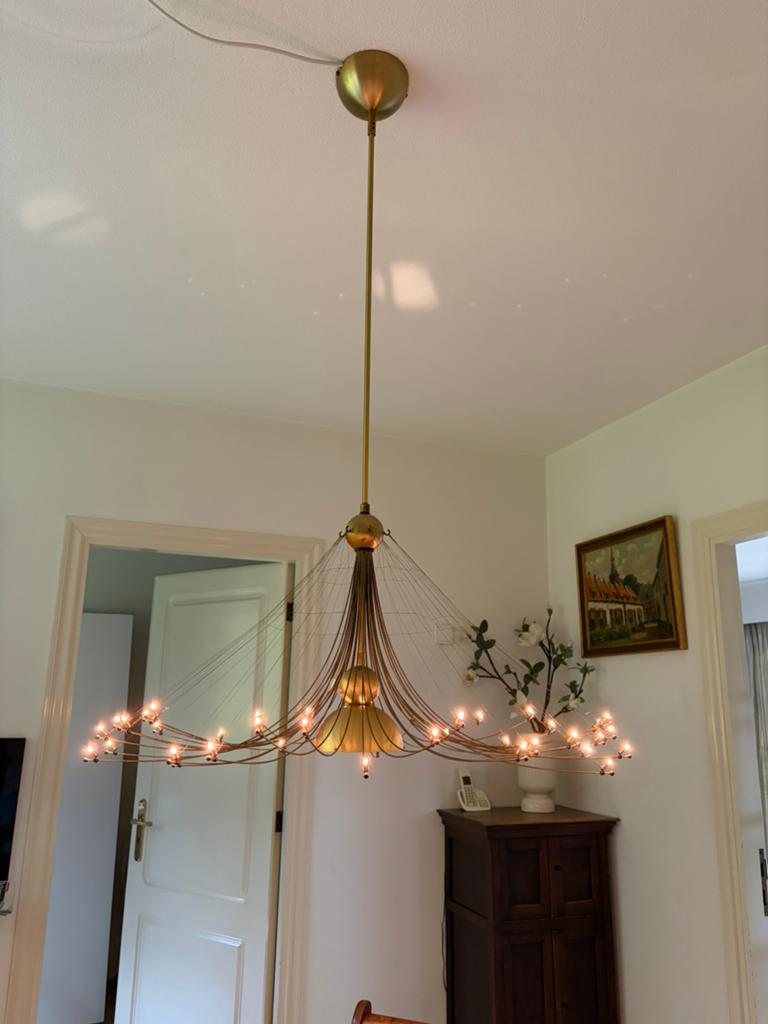 Messing Quasar Extase hanglamp ontworpen door Jan Pauwels, Ophalen, Gebruikt, Metaal, Design