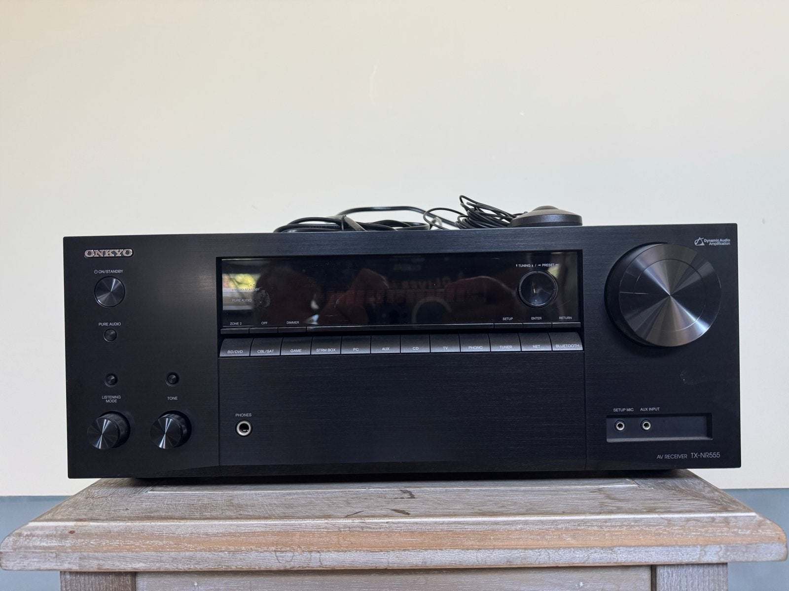 Onkyo TX-NR555 4k 7.1 AV-receiver met defect speakerkanaal, Ophalen, 60 tot 120 watt, Niet werkend, Onkyo