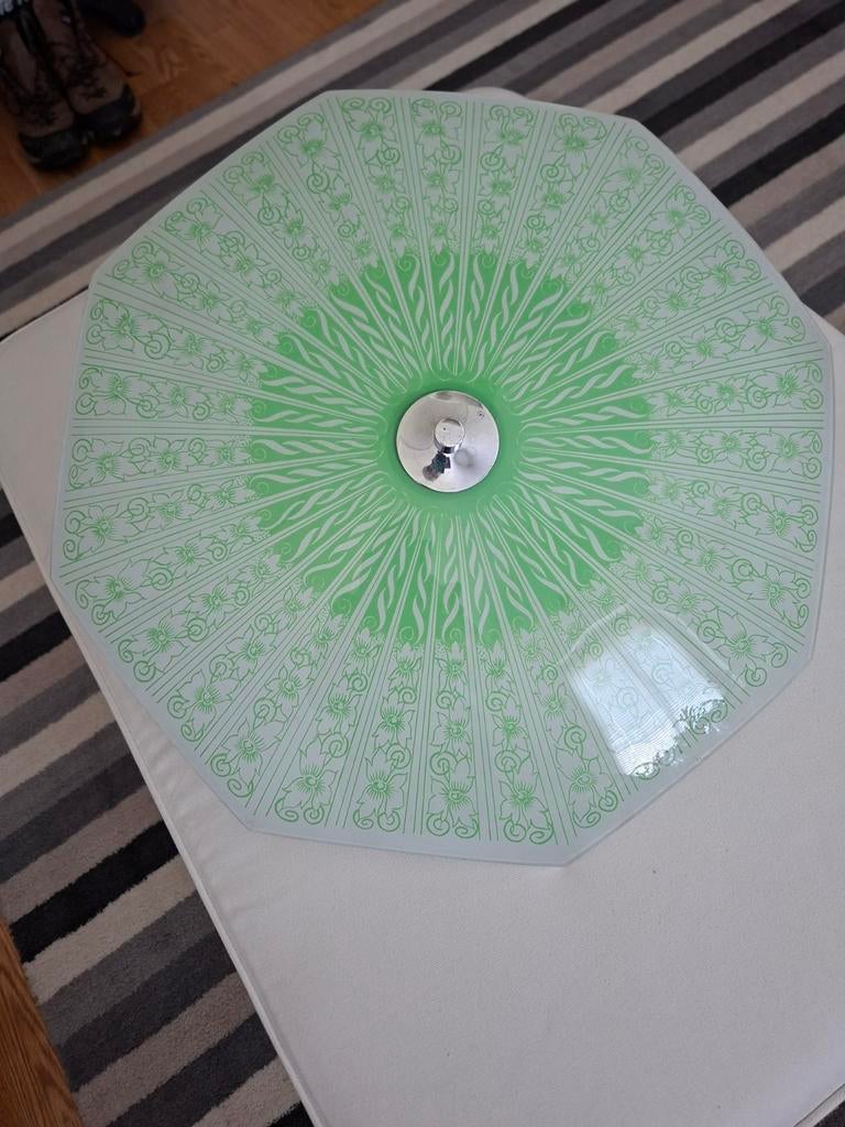 Art deco plafonnierre groen, Ophalen of Verzenden, Zo goed als nieuw