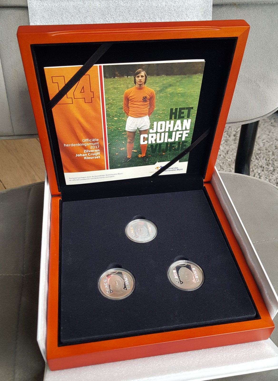Johan Cruijff muntenset 5 euro, Postzegels en Munten, Munten | Nederland, Ophalen, Setje, Koningin Beatrix, Zilver
