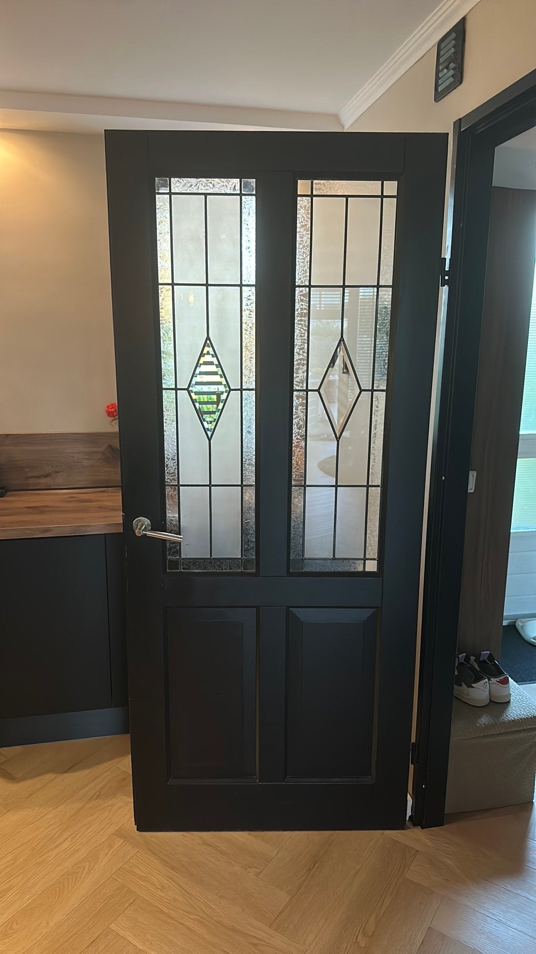 Binnendeur met glas / opdek, Gebruikt, Binnendeur, Ophalen of Verzenden, Glas
