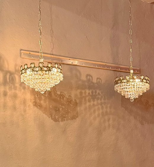 Twee stijlvolle kristallen hanglampen / kroonluchters, Antiek en Kunst, Antiek | Lampen, Ophalen