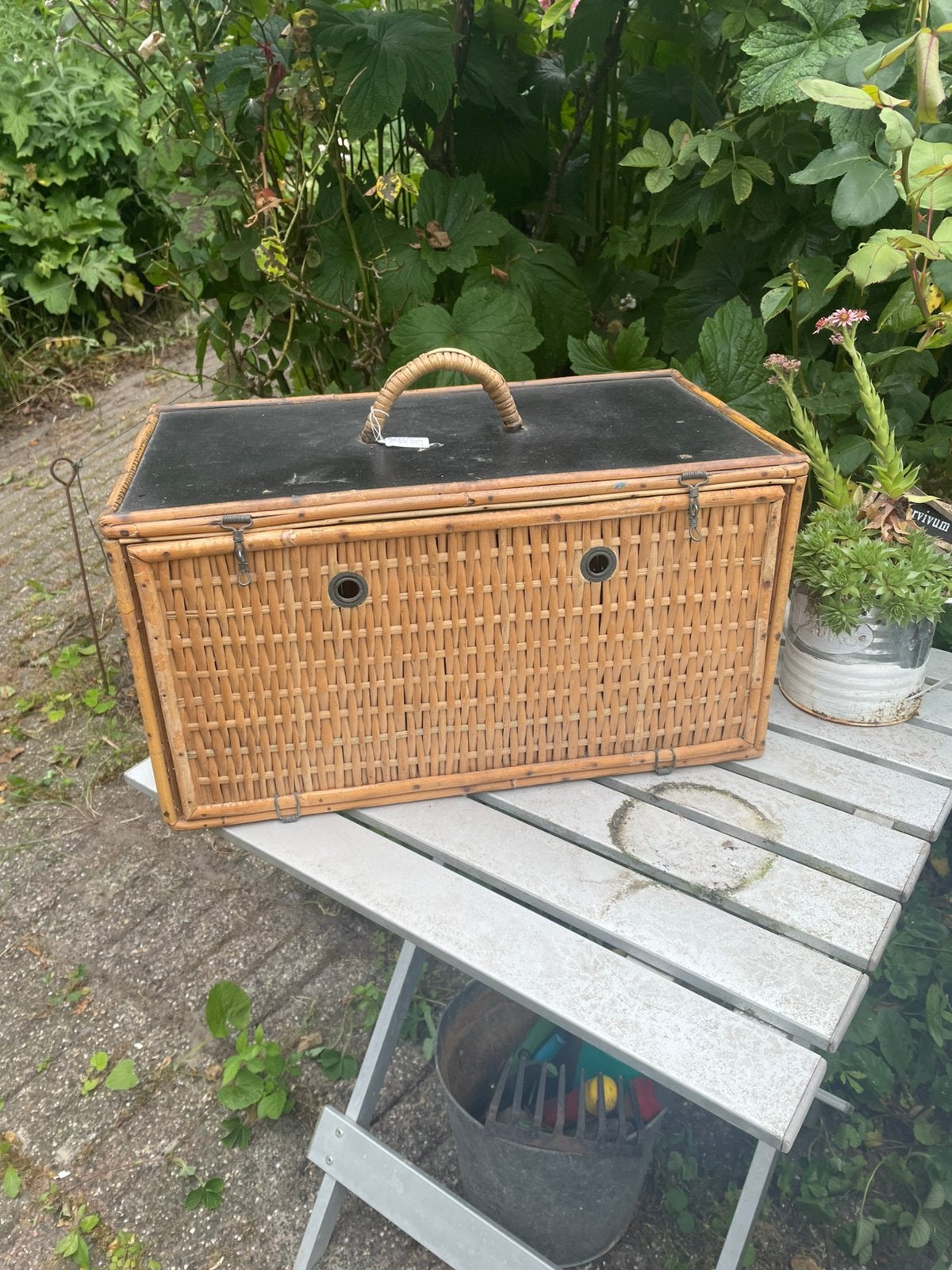 Mooie Oude Rieten Duivenmand, Antiek en Kunst, Verzenden