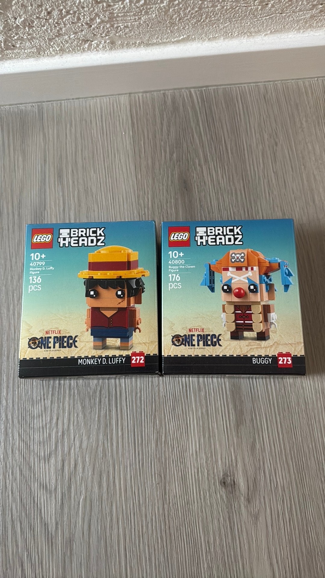 Set Lego One Piece 40799 Luffy + 40800 Buggy, BrickHeadz, Lego, Nieuw, Ophalen of Verzenden