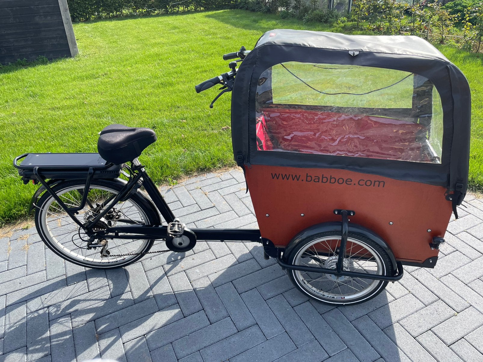 Babboe elektrische bakfiets, Fietsen en Brommers, 4 kinderen of meer, Zo goed als nieuw, Elektrisch, Trommelrem