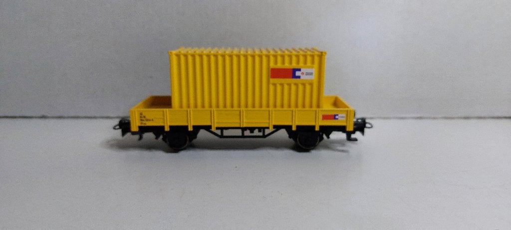 Strukton Lage Bakwagon met 20ft. Container *Nieuw* (02), Wisselstroom, Ophalen of Verzenden, NS, Märklin