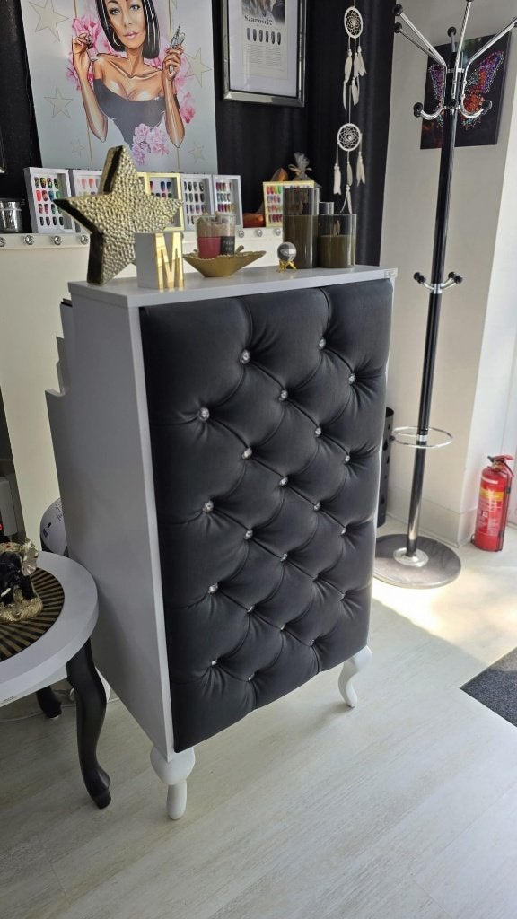 Luxe receptiebalie / ontvangstbalie voor salon, Ophalen, Zwart, Hout, Zo goed als nieuw