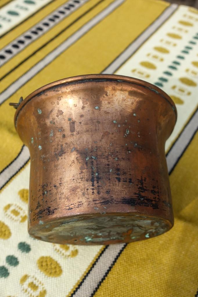 antieke rood koperen pot met hengsel - nummer 22, Ophalen of Verzenden, Koper