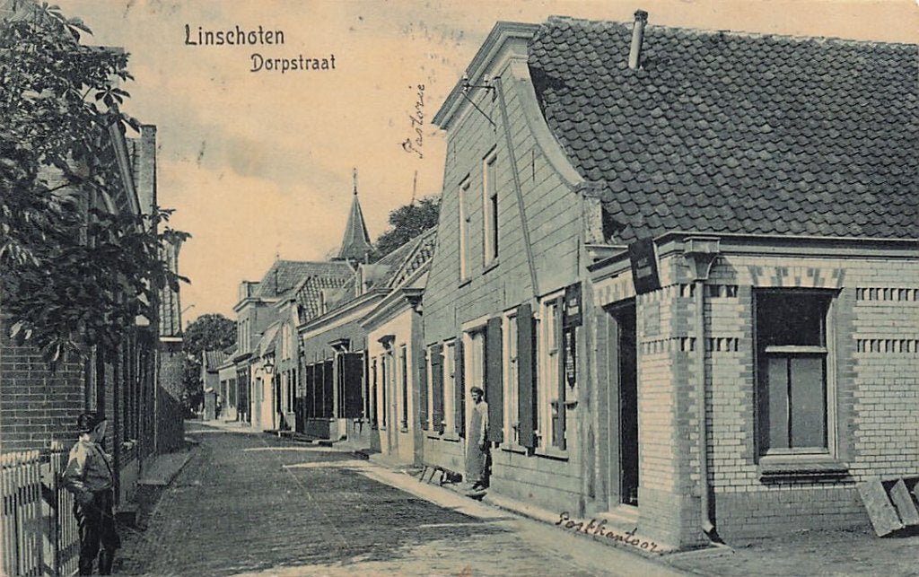 AZ923 Linschoten Dorpstraat tulpkaart ca. 1910, Verzenden, Voor 1920, Gelopen, Utrecht