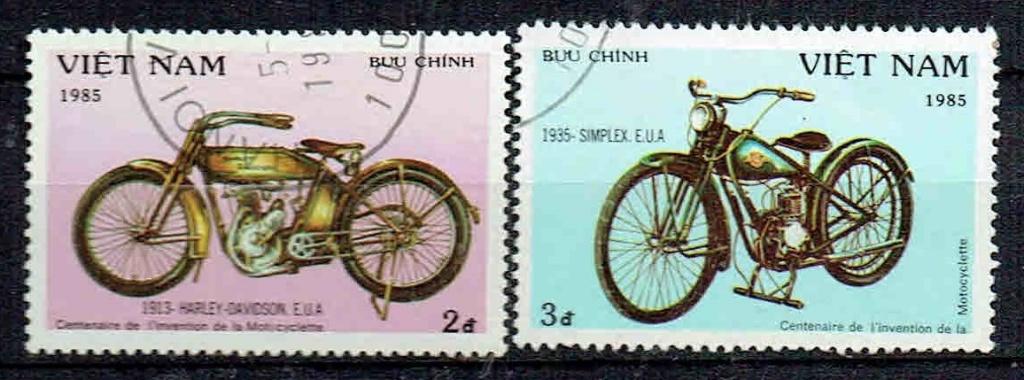 Vietnam 1985 Antieke motorfietsen, Verzenden, Gestempeld, Overige thema's
