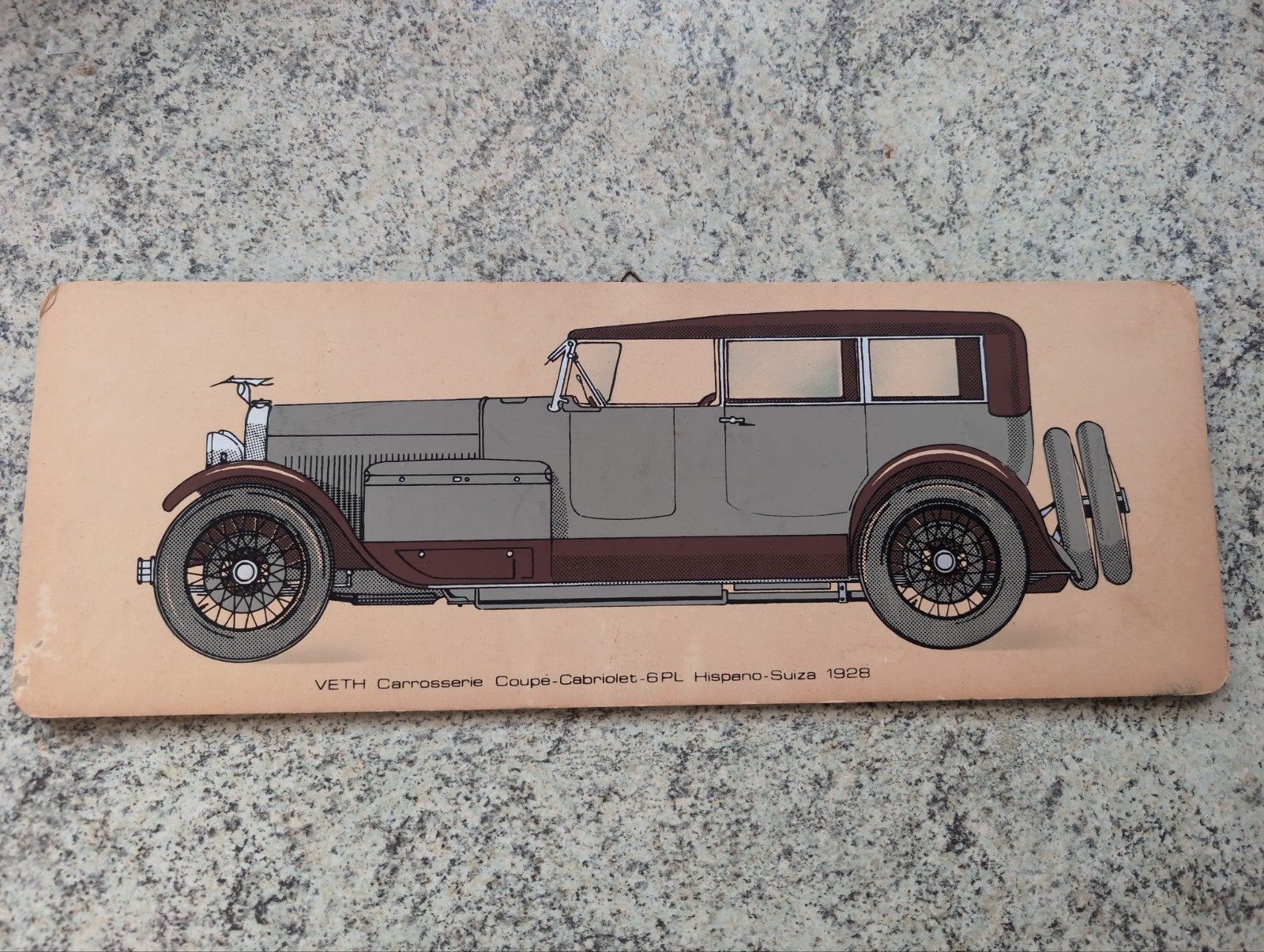 Vintage Retro Hispano-Suiza 1928 Auto Kartonnen Plaatje, Verzamelen, Automerken, Motoren en Formule 1, Ophalen, Gebruikt, Auto's