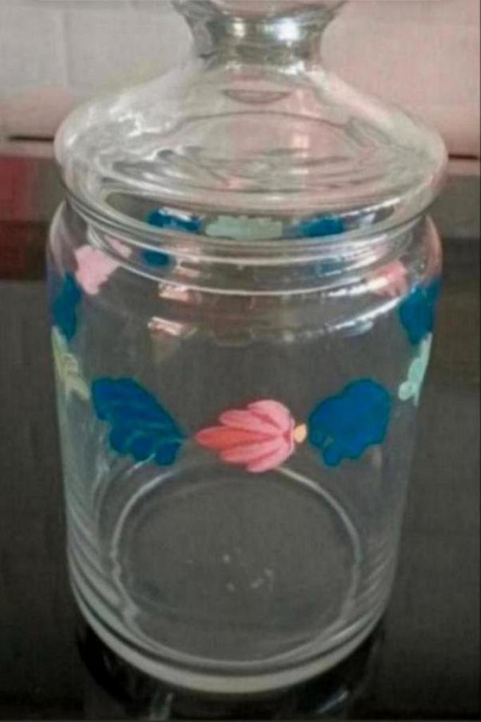 glazen boerenbont voorraadpot, Verzenden, Zo goed als nieuw, Glas, Pot, Bus of Blik