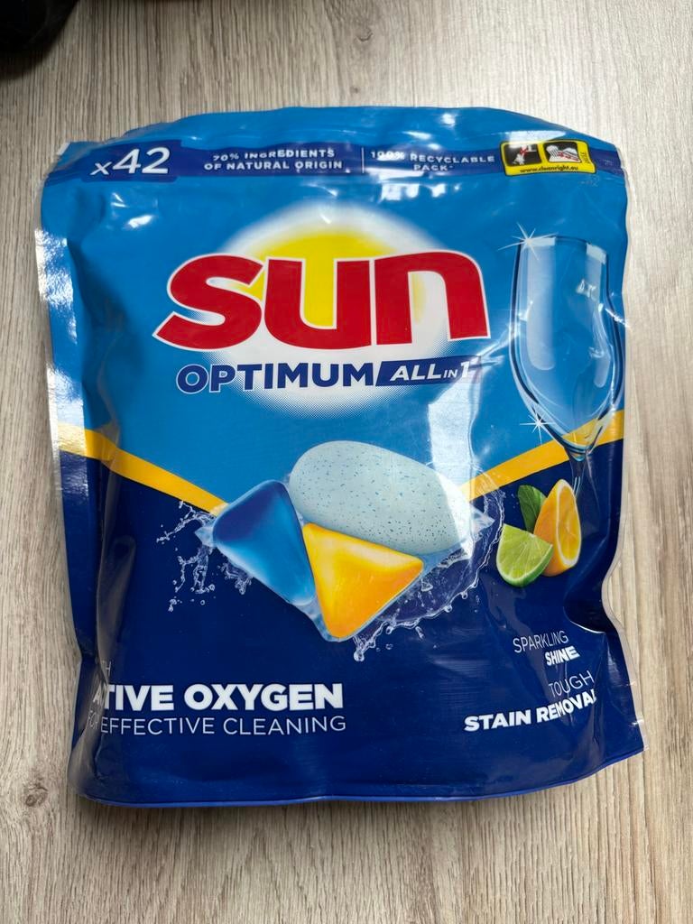 168x Sun Optimum All in 1 Vaatwastabletten 4 pakken nieuw, Ophalen of Verzenden, Schoonmaakmiddel