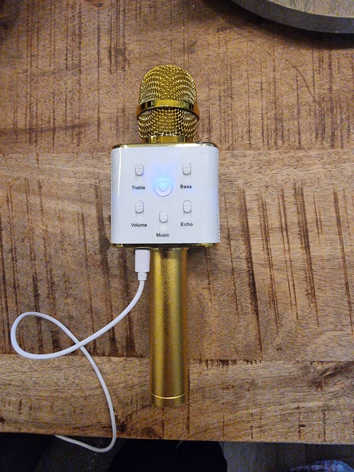 Draadloze Karaoke Microfoon Goud - Zangmicrofoon, Ophalen of Verzenden, Zo goed als nieuw, Zangmicrofoon, Draadloos