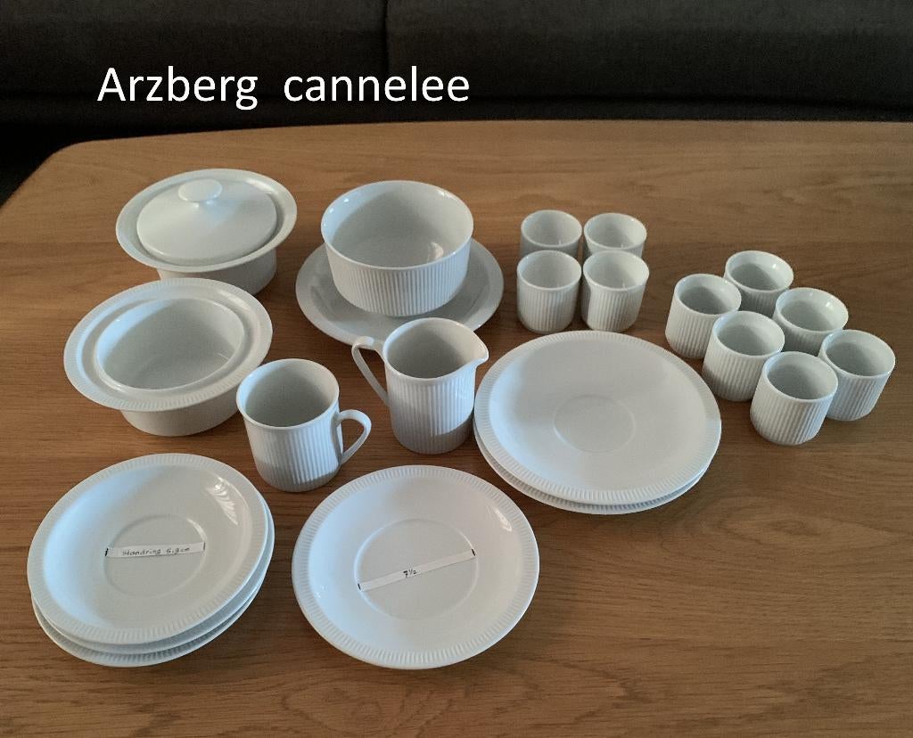 Arzberg cannelee wit eierdopjes boterpot melkkannetje juskom, Overige typen, Ophalen of Verzenden, Zo goed als nieuw, Effen