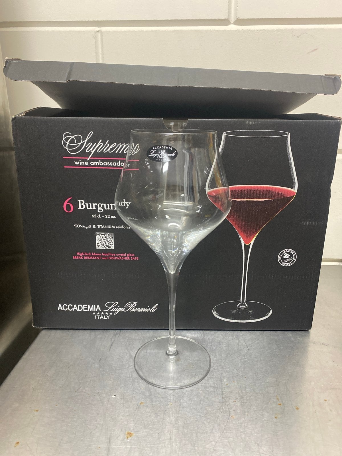5x Luigi Bormioli Supremo Burgundy wijnglazen 65 cl - Nieuw, Nieuw, Ophalen of Verzenden, Overige merken, Glas